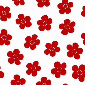 Simple Retro Flowers - Red -  medium