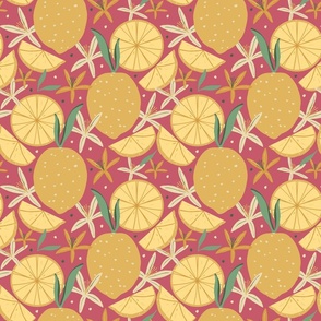 Sweet sweet lemon - yellow, pink background