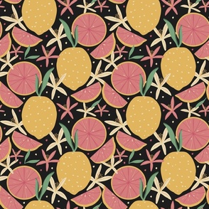 Sweet sweet lemon- pink,yellow, gray background