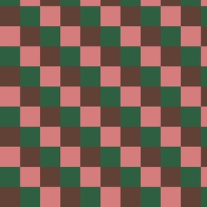 Checkered - pink and green, brown