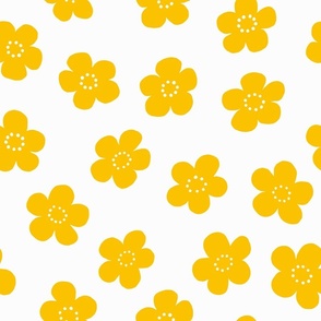 Simple Retro Flowers - Yellow - medium