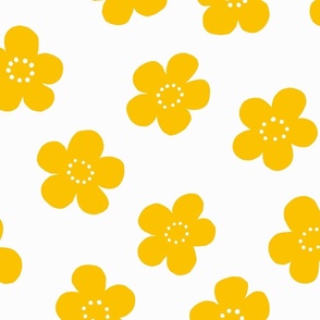 Simple Retro Flowers - Yellow - large