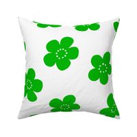 Simple Retro Flowers  - Green - large 