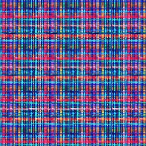 Royal Indigo, Turquoise and Cherry Colorful Watercolor Plaid - extra small