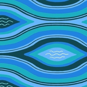 70's pillow blue and green waves