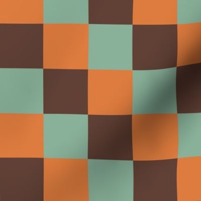 Checkered -orange, brown, green