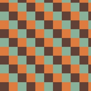 Checkered -orange, brown, green