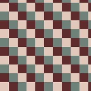 Checkered -red, green, beige