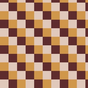 Checkered- red, yellow, beige