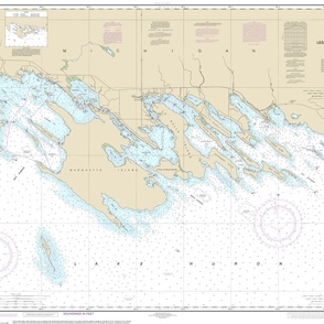 NOAA nautical chart #14885 - Les Cheneaux Islands, northern Lake Huron - 42x31" (fits a yard of narrow fabrics)