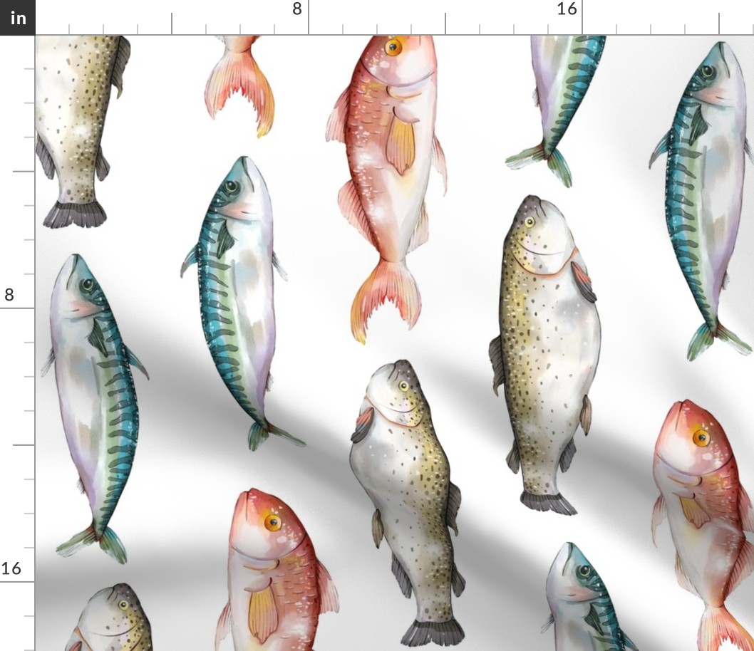 Fish Watercolor Pattern