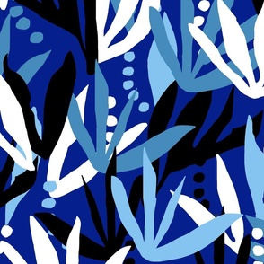 flowering seaweed garden - electric black and blue