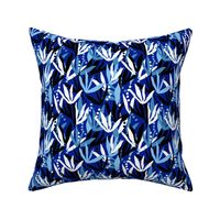 flowering seaweed garden - electric black and blue SMALL Scale