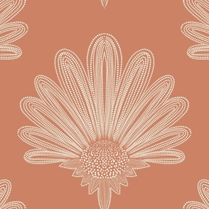 Line Flower Beige and Coral