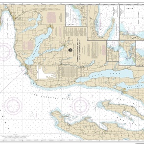 NOAA nautical chart #14913 - Grand Traverse and Little Traverse bays, northern Lake Michigan - 30x42" (sideways, fits a yard of narrow fabrics)