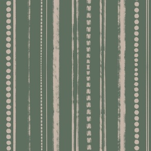 Rustic Stripes Tan and Artichoke Green