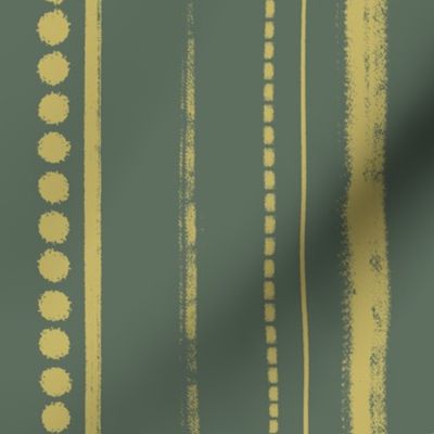 Rustic Stripes Citrine Yellow and Artichoke Green