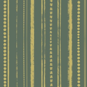 Rustic Stripes Citrine Yellow and Artichoke Green