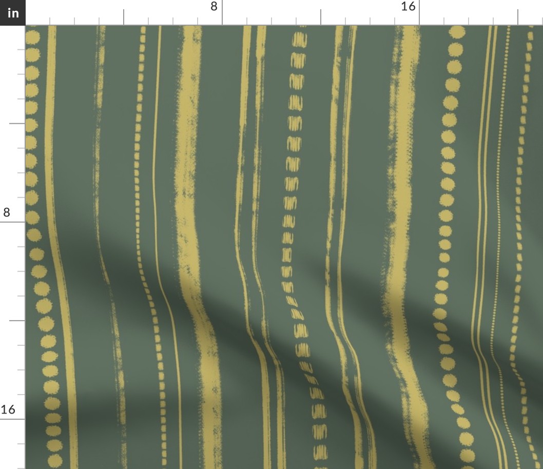 Rustic Stripes Citrine Yellow and Artichoke Green