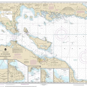 NOAA chart - northwest end of Lake Huron ; straits of Mackinac - 42x32", one map fits a yard of narrow fabric