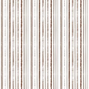 Small Scale Rustic Stripes Brown Russet and White