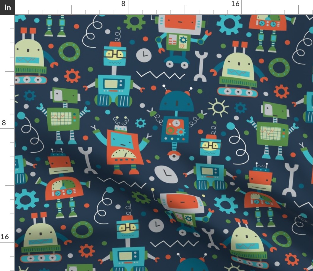 Large Scale Little Boys Robot Room on Navy