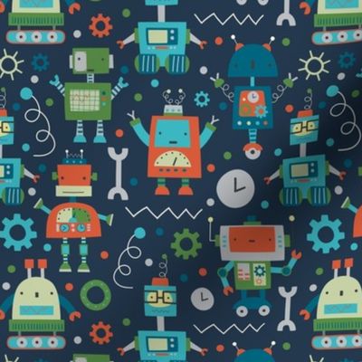 Medium Scale Little Boys Robot Room on Navy