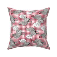 Silver Sebright salmon red plaid 8x9.6 sideways