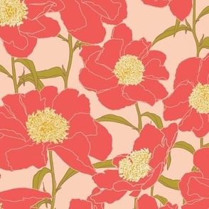 Peonies - Summer flowers in Red - Size M