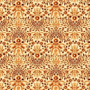  Small | Sepia Damask Floral | Monochrome warm tones | Ink effect | monochromatic burnt umber