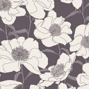 Peonies - Flowers in Grey - Size M