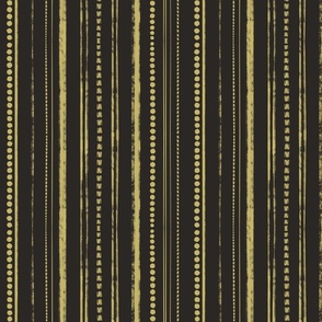 Small Scale Rustic Stripes Yellow Citrine and Brown Taupe