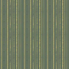 Small Scale Rustic Stripes Yellow Citrine and Artichoke Green