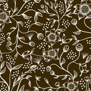 Victorian Flower Garden - Dark Brown / Neutral