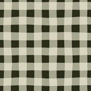 Wobbly Checks - Large - Dark Green - (Blackberries, Green)