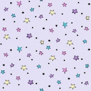 Pastel Crayon Big Stars Purple