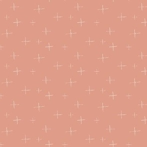 Sketchy  Crosses on Peach Pink repeat 3.5inch