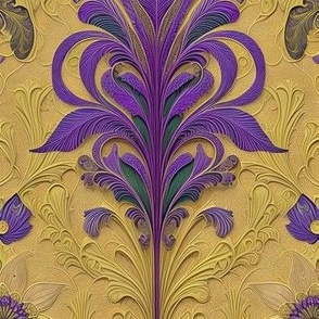 Gold,purple,inspirded by voysey,William morris and co,French chic,country rustic,floral pattern,roses,retro,antique,shabby chic,classy, elegant,,modern,timeless style,victorian,Victorian roses,Belle Époque,art nouveau era,the gilded age,Spring floral patt