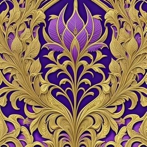 Gold, purple, inspirded by voysey,William morris and co,French chic,country rustic,floral pattern,roses,retro,antique,shabby chic,classy, elegant,,modern,timeless style,victorian,Victorian roses,Belle Époque,art nouveau era,the gilded age,Spring floral pa