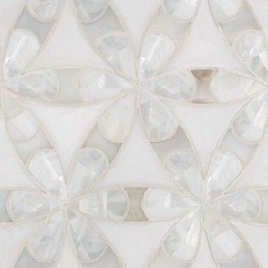 white flower circles  or hexagons design