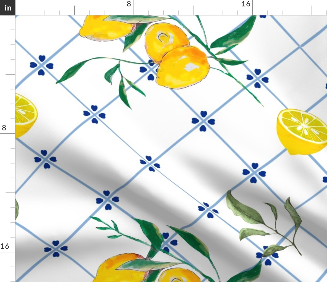 Mediterranean tiles,majolica,Sicilian,lemons,mosaic art