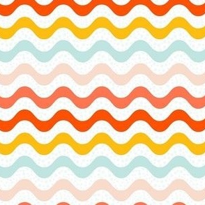 Small Scale Groovy Girl Retro Wavy Stripes on White