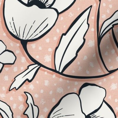 Floral Breeze - Blush Pink Ivory Large Scale