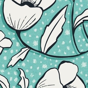 Floral Breeze - Aqua Ivory Large Scale