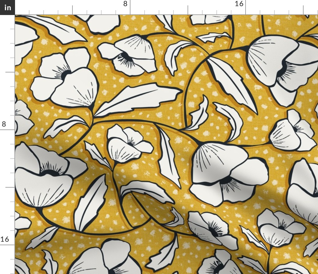 Floral Breeze - Goldenrod Yellow Ivory Large Scale