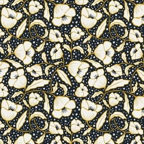 Floral Breeze - Black Gold Ivory Small Scale