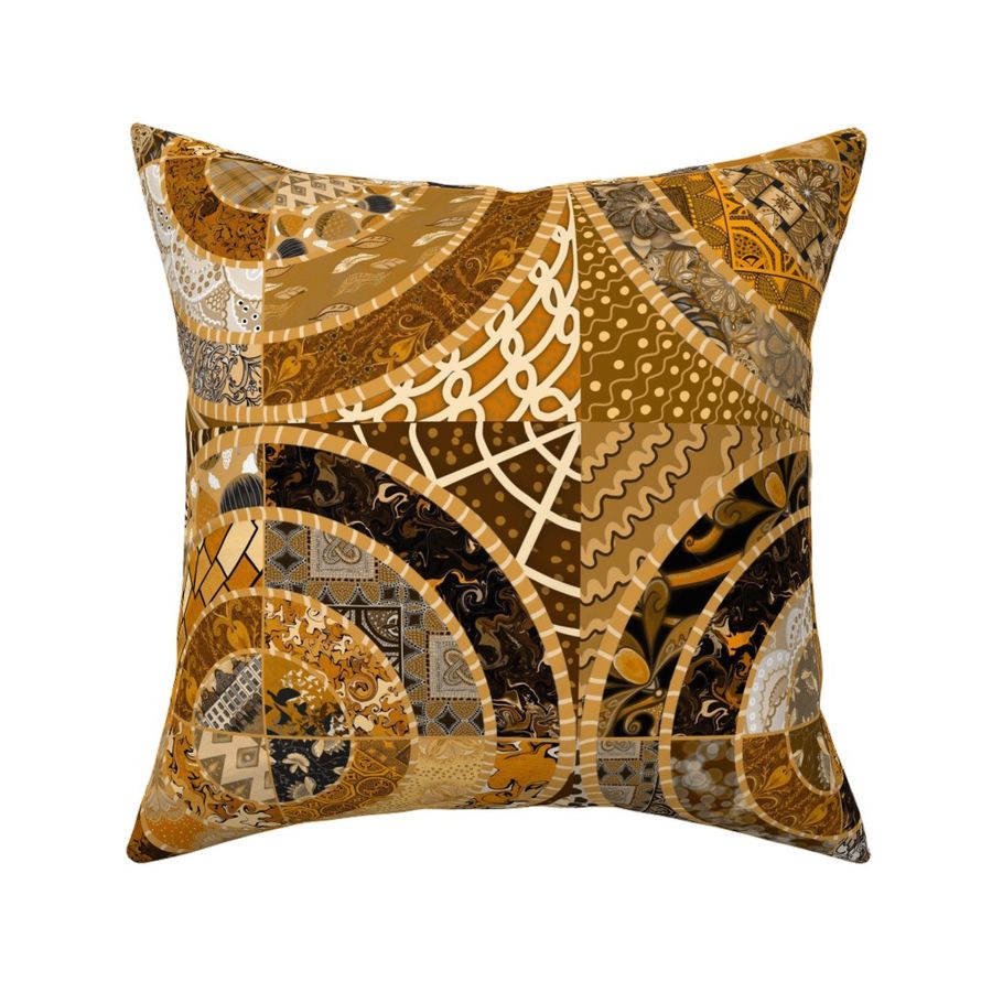 All the golds Earth tones circles patchwork - many designs all in golds large