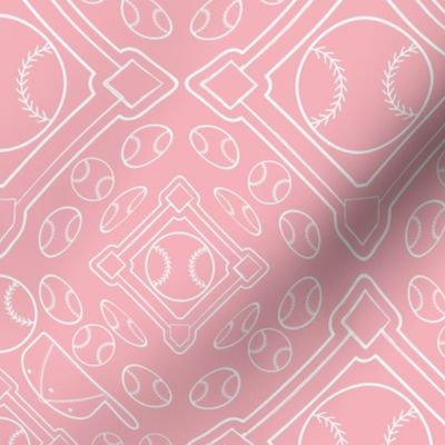 Baseball/Softball Field Subtle Enthusiast Nostalgia; Birthday Party Table Linens—White, Pink Pastel