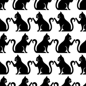 Geometric Houndstooth / Tweed Cats - Black & White