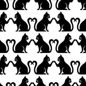 Geometric Houndstooth / Tweed Cats - Black & White